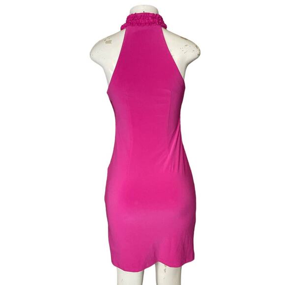 Joseph Ribkoff Sleeveless Ruffle Keyhole Neckline Dress Fuchsia Pink Size 4 NWT - Picture 6 of 10